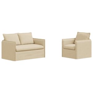 vidaXL Sofa Set 2 pcs Creme 196 x 82 x 85 cm Stoff