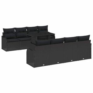 vidaXL Gartensofa-set mit Kissen mit Kissen 9 pcs Schwarz Poly Rattan