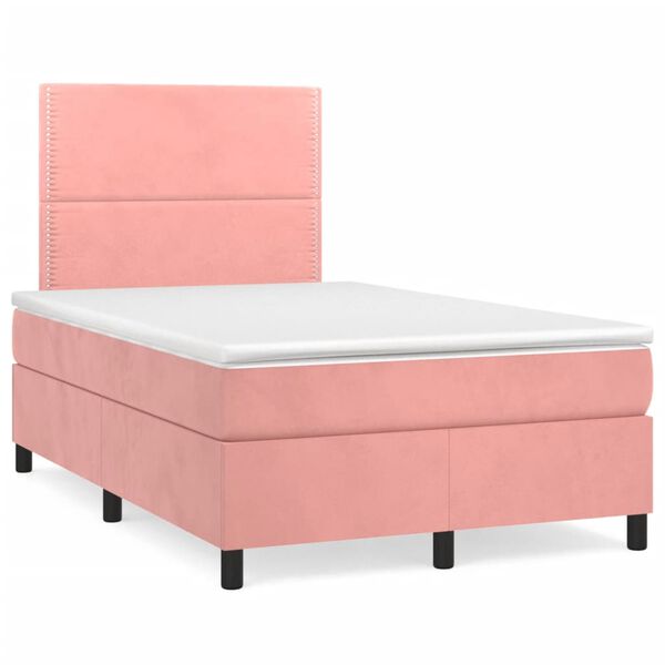 vidaXL Boxspringbett mit Matratze Rosa 120x190 cm Samt