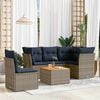 vidaXL 6-tlg. Garten-Sofagarnitur mit Kissen Grau Poly Rattan
