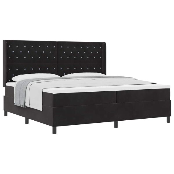 vidaXL Boxspringbett mit Matratze Schwarz 200 x 200 cm Samt