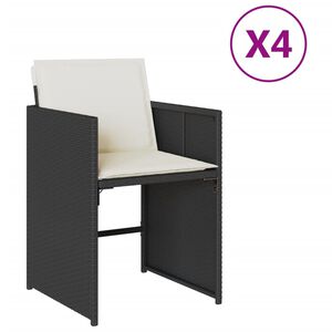 vidaXL Gartenst&uuml;hle mit Kissen 4 Stk. Schwarz Poly Rattan