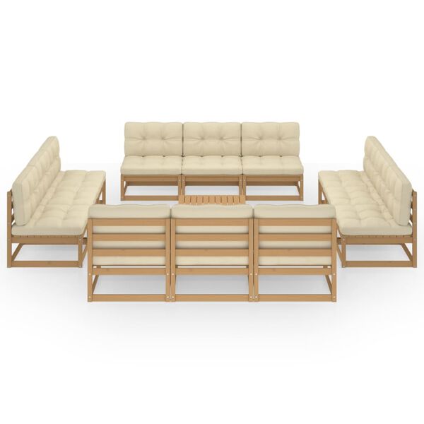 vidaXL 13-tlg. Garten-Lounge-Set mit Kissen Kiefer Massivholz