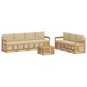 vidaXL Sofagarnituren 8 stk. Wei&szlig; und Beige Polyester