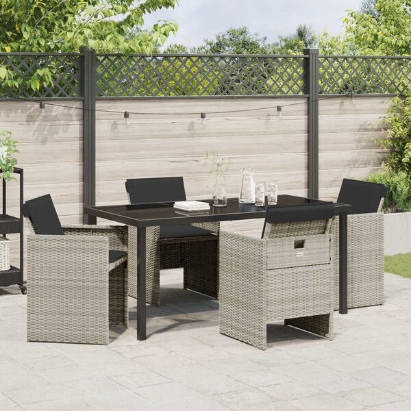 vidaXL Garten Essgruppe 5 pcs Hellgrau Poly-Rattan