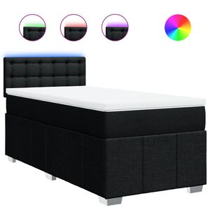 vidaXL Boxspringbett mit Matratze Schwarz 80x200 cm Stoff