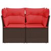 vidaXL Gartensofa mit Kissen 2-Sitzer Braun Poly Rattan