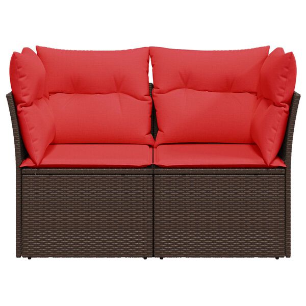 vidaXL Gartensofa mit Kissen 2-Sitzer Braun Poly Rattan