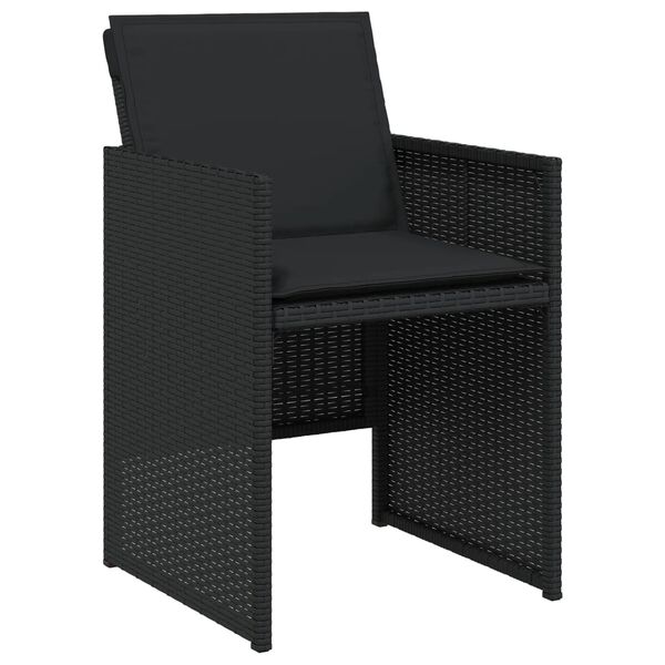 vidaXL 5-tlg. Garten-Essgruppe mit Kissen Schwarz Poly Rattan