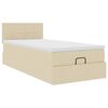 vidaXL Ottoman-Bett mit Matratze & LEDs Creme 90x190 cm Stoff