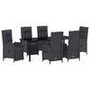 vidaXL Garten Essgruppe mit Kissen 7 pcs Schwarz Poly-Rattan