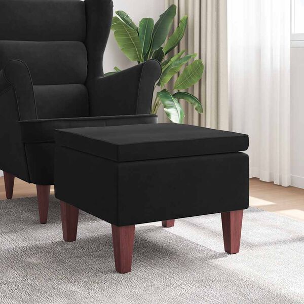 vidaXL Hocker mit Holzbeinen Schwarz Samt