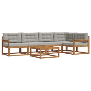 vidaXL Outdoor-Sofagarnitur mit Kissen 6 pcs Nat&uuml;rlich und Hellgrau