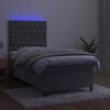 vidaXL Boxspringbett mit Matratze & LED Hellgrau 90x190 cm Samt