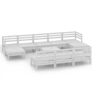 vidaXL 11-tlg. Garten-Lounge-Set Wei&szlig; Massivholz Kiefer