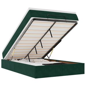 vidaXL Ottoman-Bett mit Matratze Dunkelgr&uuml;n 120x200 cm Samt