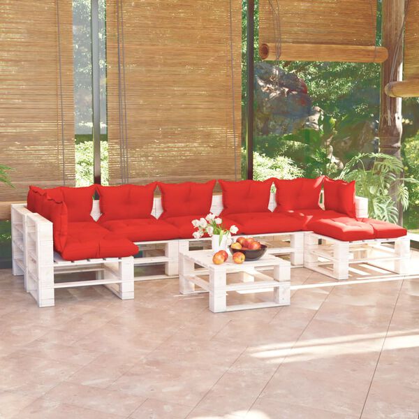 vidaXL 8-tlg. Garten-Lounge-Set aus Paletten mit Kissen Kiefernholz
