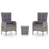 vidaXL 3-tlg. Bistro-Set Poly Rattan und Glas Grau