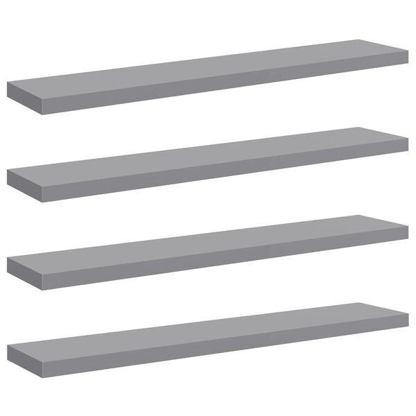 vidaXL Schwebende Wandregale 4 Stk. Grau 120x23,5x3,8 cm MDF