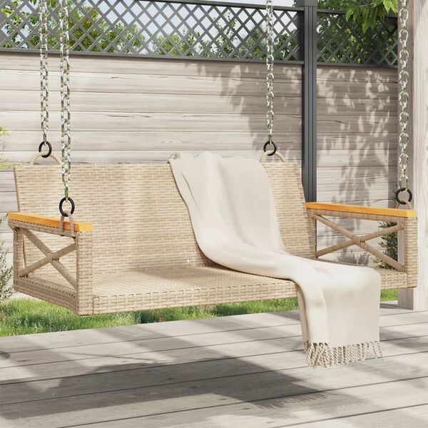 vidaXL H&auml;ngebank Beige 109x62x40 cm Poly Rattan