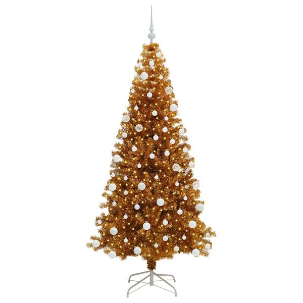 vidaXL Weihnachtsbaum mit 300 LEDs mit St&auml;nder Gold 180 cm PET