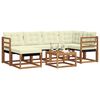 vidaXL Outdoor-Sofagarnitur mit Kissen 7 pcs Natur und Creme