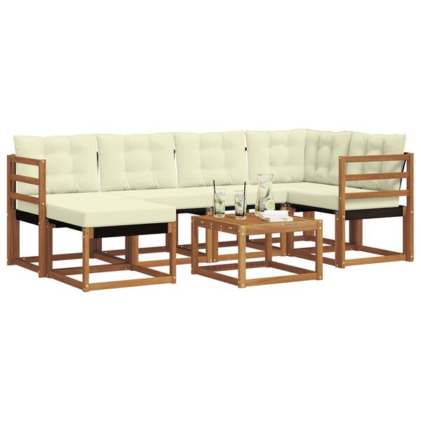 vidaXL Outdoor-Sofagarnitur mit Kissen 7 pcs Natur und Creme