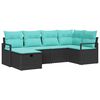 vidaXL Sofa Set 6 Stk. 6-Sitzanzahl Schwarz und T&uuml;rkis Poly-Rattan