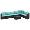 vidaXL 8-tlg. Garten-Sofagarnitur mit Kissen Schwarz Poly Rattan