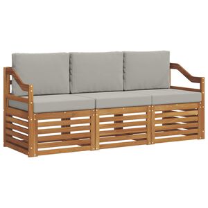 vidaXL Sofagarnituren 3 pcs Nat&uuml;rlich und Hellgrau Massivholz Akazie