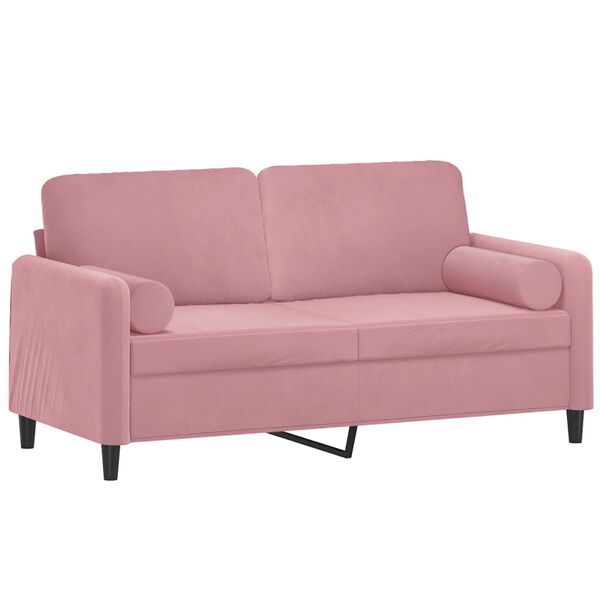 vidaXL 2-Sitzer-Sofa mit Zierkissen Rosa 140 cm Samt