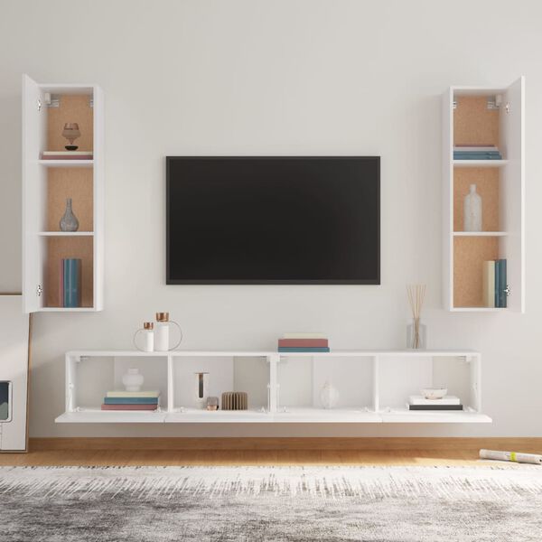 vidaXL 4-tlg. TV-Schrank-Set Weiß Holzwerkstoff