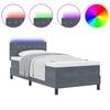 vidaXL LED Boxspringbett mit Matratze Dunkelgrau 90 x 190 cm Samt