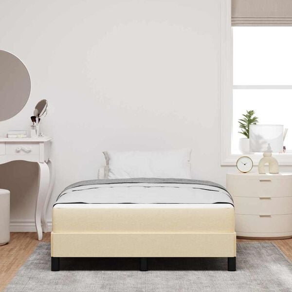 vidaXL Boxspringbett mit Matratze Creme 140 x 190 cm Stoff