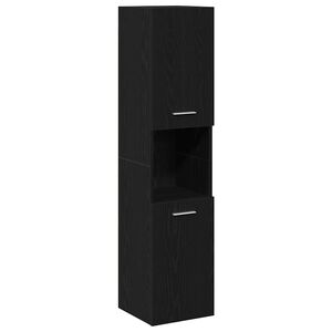vidaXL Badezimmerschrank mit T&uuml;r Schwarz Eichen-Optik 30 x 30 x 130 cm