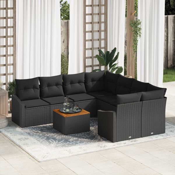 vidaXL Garten-Sofa-Set 9 pcs Schwarz