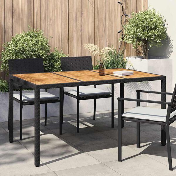 vidaXL Gartentisch Schwarz 150 x 90 x 75 cm Poly-Rattan