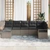 vidaXL Sofa Set mit Kissen mit Speicher 7 pcs Grau Poly-Rattan