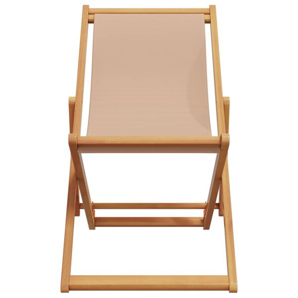 vidaXL Strandst&uuml;hle 2 Stk. Klappbar Taupe Stoff und Massivholz