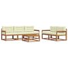 vidaXL Outdoor-Sofagarnitur mit Kissen 6 pcs Natur und Creme