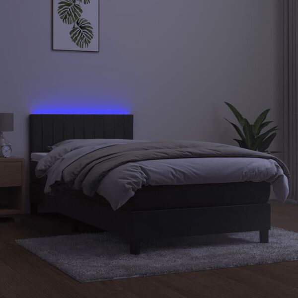 vidaXL Boxspringbett mit Matratze & LED Dunkelgrau 80x200 cm Samt