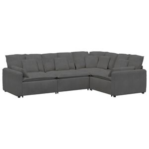 vidaXL Modulares Sofa mit Kissen Cordstoff Dunkelgrau