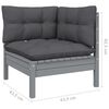 vidaXL 4-tlg. Garten-Lounge-Set mit Kissen Grau Kiefernholz