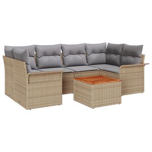 vidaXL Gartensofa-set 7 pcs Beige und Hellgrau Poly-Rattan