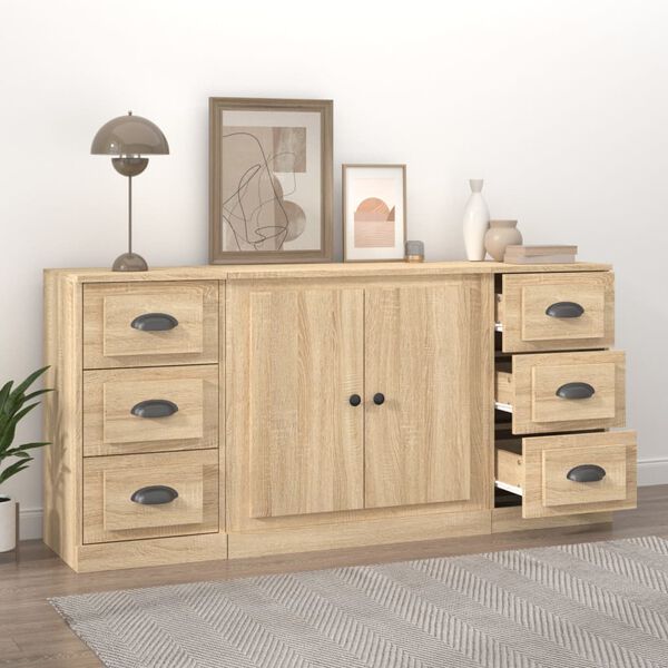 vidaXL Sideboards 3 Stk. Sonoma-Eiche Holzwerkstoff