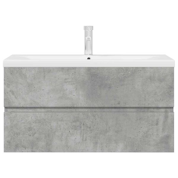 vidaXL 2-tlg. Badm&ouml;bel-Set Betongrau Holzwerkstoff