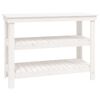 vidaXL Werkbank Wei&szlig; 110,5x50x80 cm Massivholz Kiefer