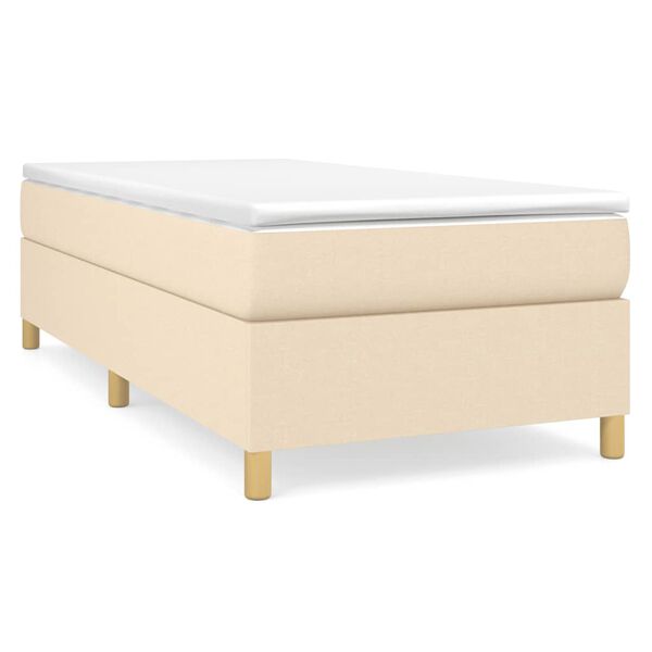 vidaXL Boxspringbett mit Matratze Creme 90x200 cm Stoff