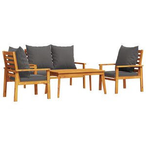 vidaXL 4-tlg. Garten-Lounge-Set mit Kissen Massivholz Akazie