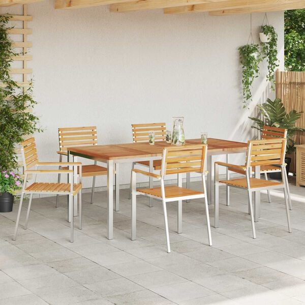 vidaXL Gartenstuhl 6 pcs &Ouml;l-Natur 56 x 54,5 x 87 cm Massivholz Teak